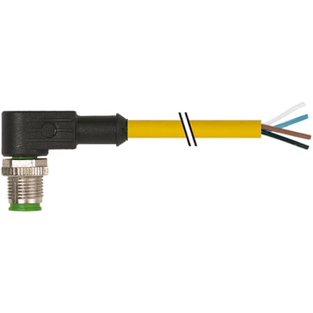 Murrelektronik M12 male 0 Degree / M12 female 90 Degree, TPE 4x18AWG ye UL/CSA, ITC/PLTC 1m 7000-12101-0540150
